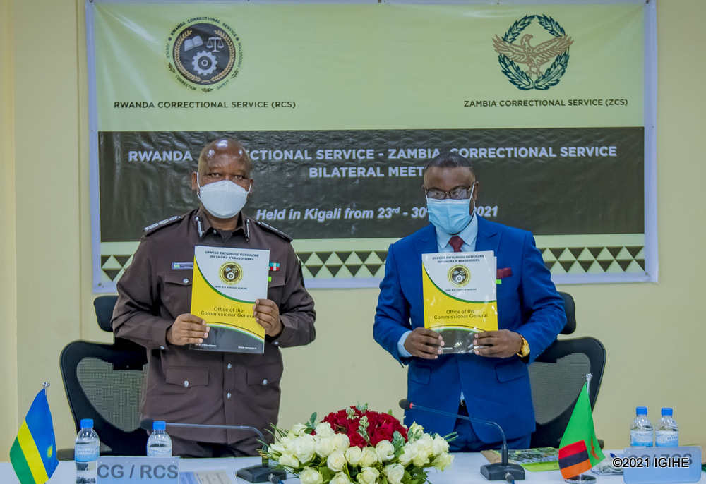 The MoU also entails clauses to exchange best practices whereby Zambia can learn from Rwanda Correctional Service (RCS) model to introduce community based health insurance for prisoners.