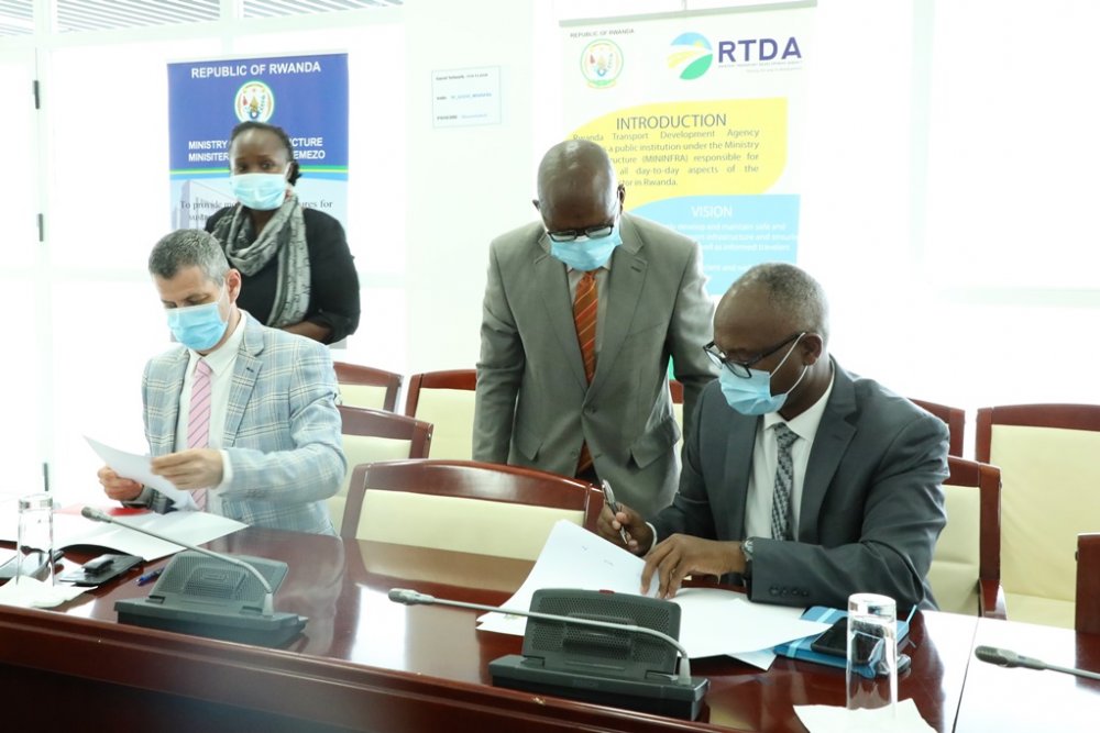 The MoU signed yesterday in Kigali by the CEO of REG, Ron Weiss and his counterpart of ZESA, Dr Sidney Z. Gata. 