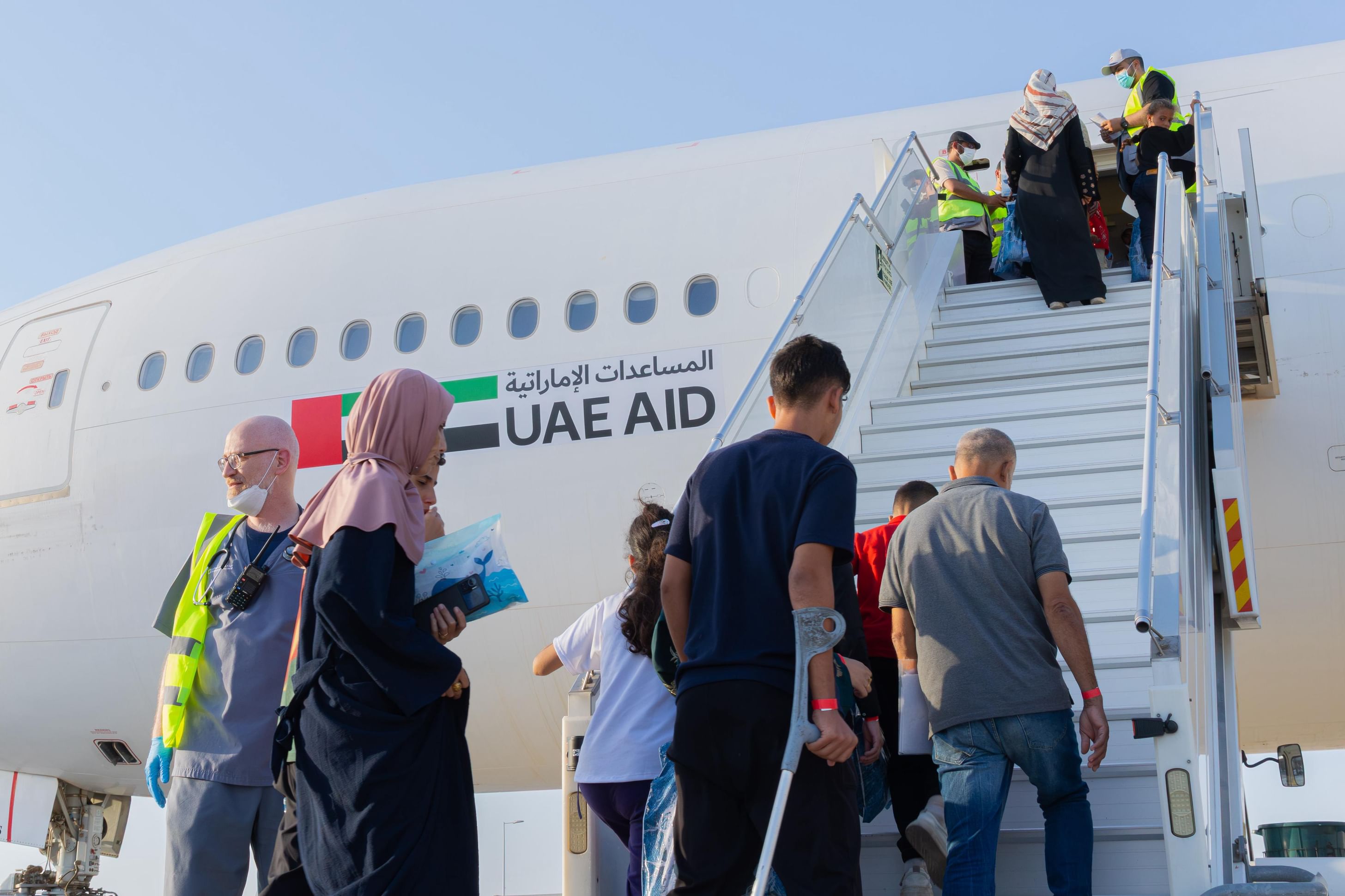 The flight departed from Ramon Airport in Israel via Karam Abu Salem crossing. To date, the UAE has evacuated 2,785 patients and their families to provide access to medical treatment since the onset of the crisis.