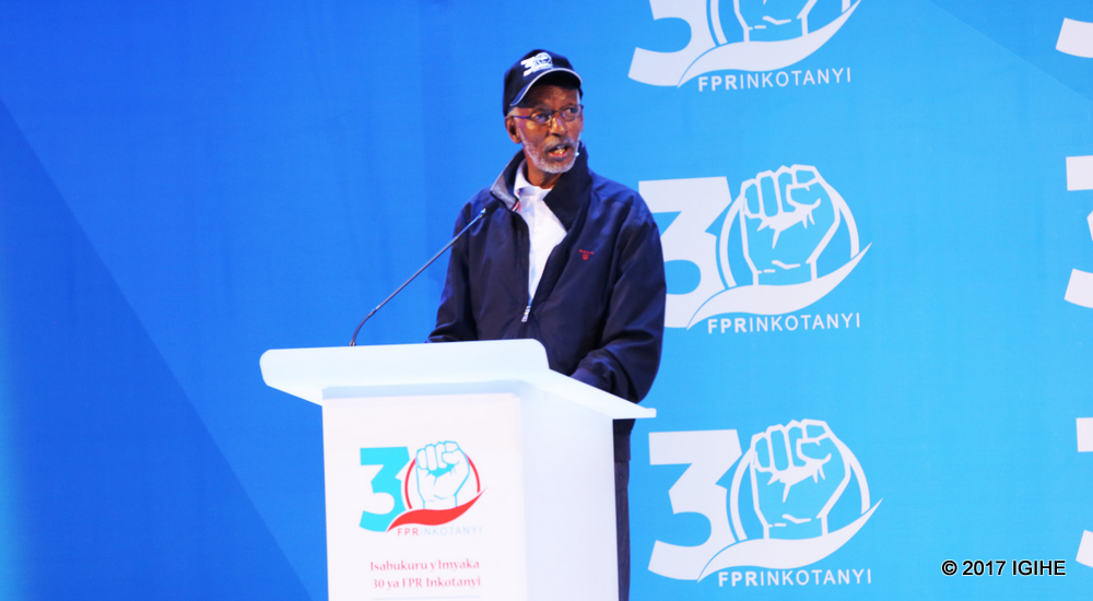 The Rwanda Patriotic Front (RPF) Secretary General, François Ngarambe speaks to youth