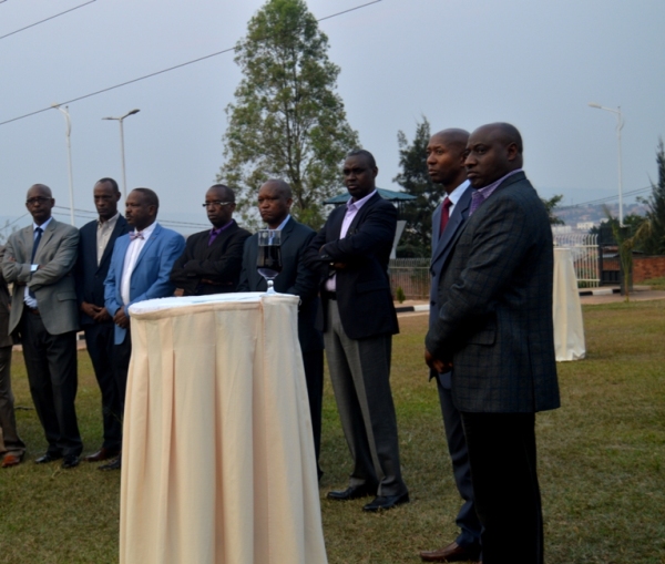 Hon. Minister Musa Fazil Harelimana, IGP Emmanuel K. Gasana and Deputy IGPs presiding over the sendoff ceremony of RNP 308 retiring officers.