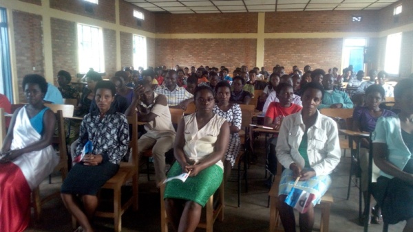 Satudents at Rusizi International University (RIU) attending the swearing in ceremonhy as new members of Rwanda Patriotic Front(RPF) political party