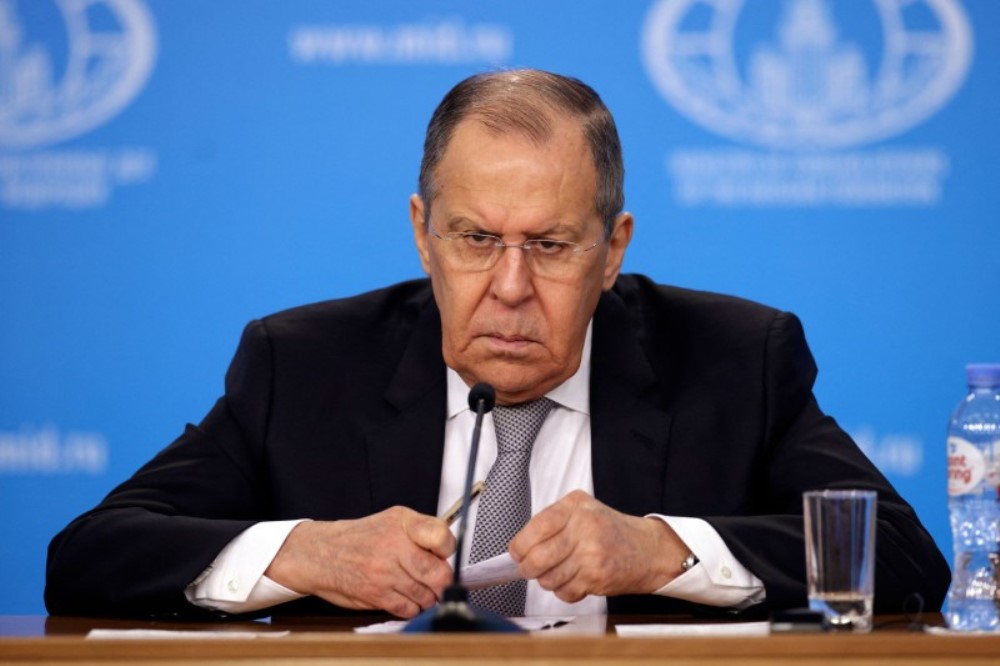 Russian Foreign Minister Sergey Lavrov gives an annual press conference on Russian diplomacy in Moscow on Jan. 14. 2022: Photo by Dimitar Dilkoff/ AFP via Getty Images  