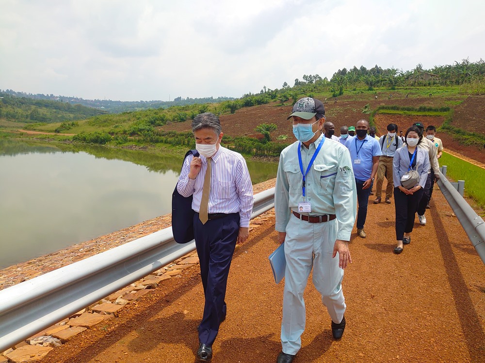 The ambassador of Japan to Rwanda visiting funded projects in Rwamagana District.  