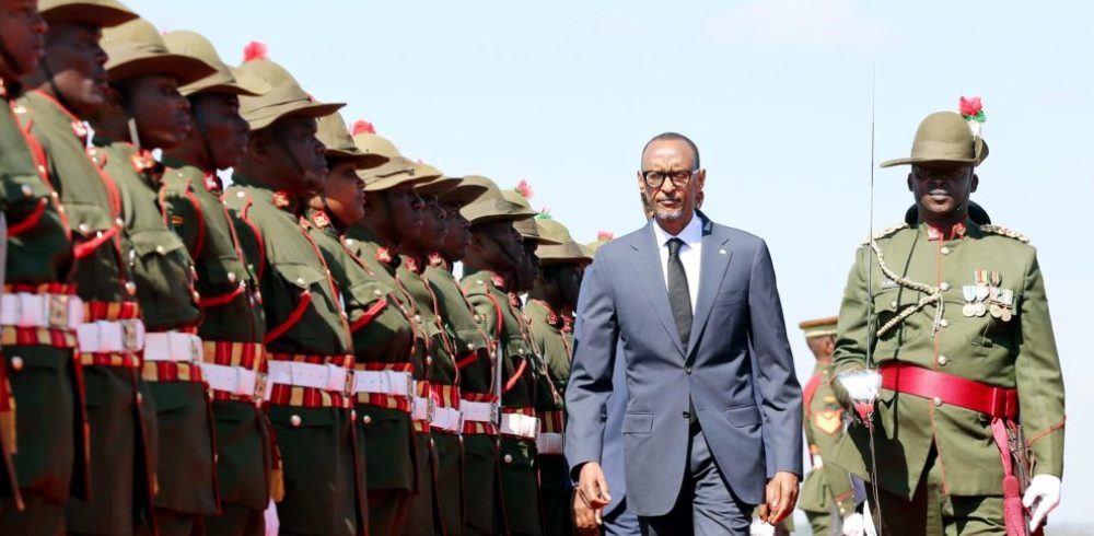 Rwanda's President Paul Kagame at Kenneth Kaunda International Airport.