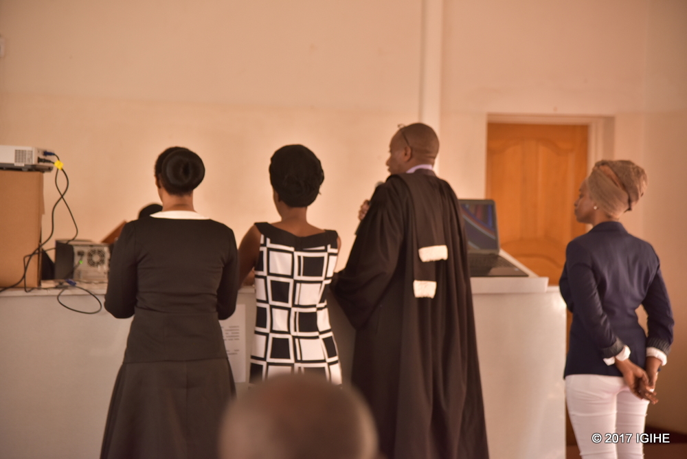 From (L-R) Adeline Rwigara, Anne Rwigara, Lawyer Buhuru and Anne Rwigara before Nyamirambo Intermediate Court on Monday