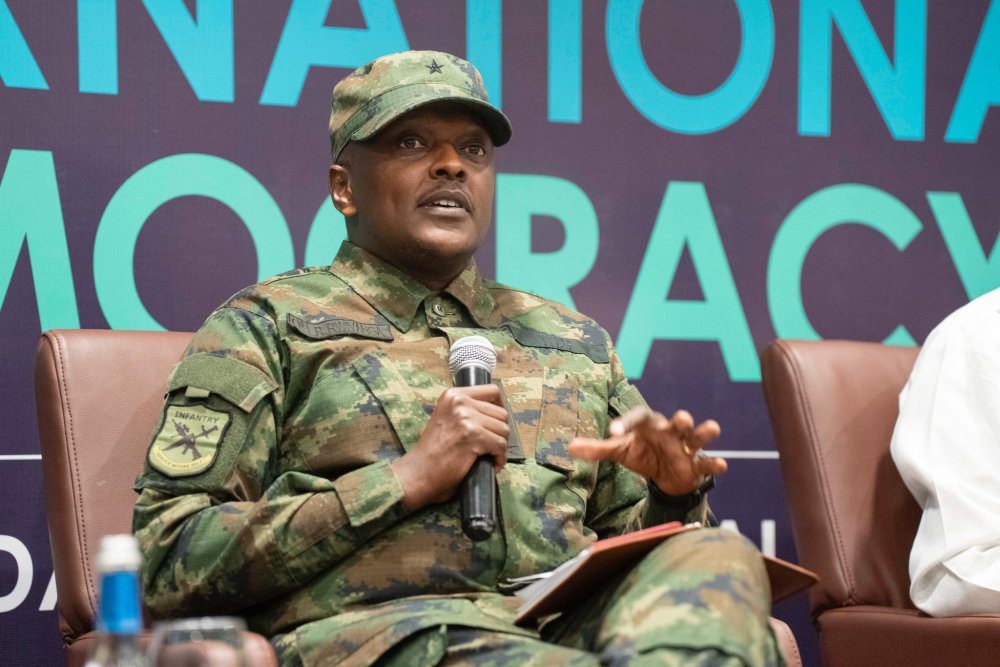 Rwanda Defence Force (RDF) Spokesperson Brig Gen Ronald Rwivanga, on Monday, September 15, 2025, joined other panellists to discuss security and democracy in the Great Lakes region in a symposium held in Kigali.