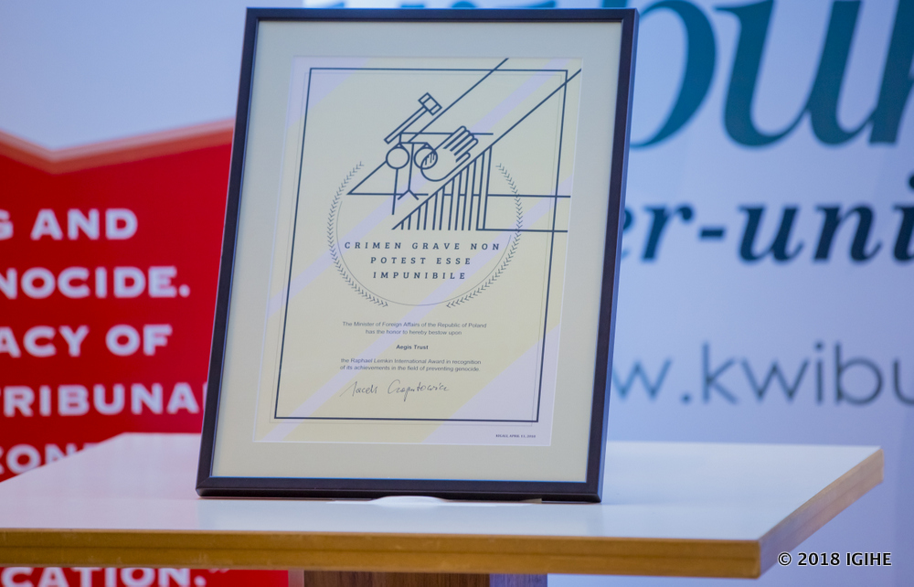 Raphael Lemkin International Award presented to the Aegis Trust