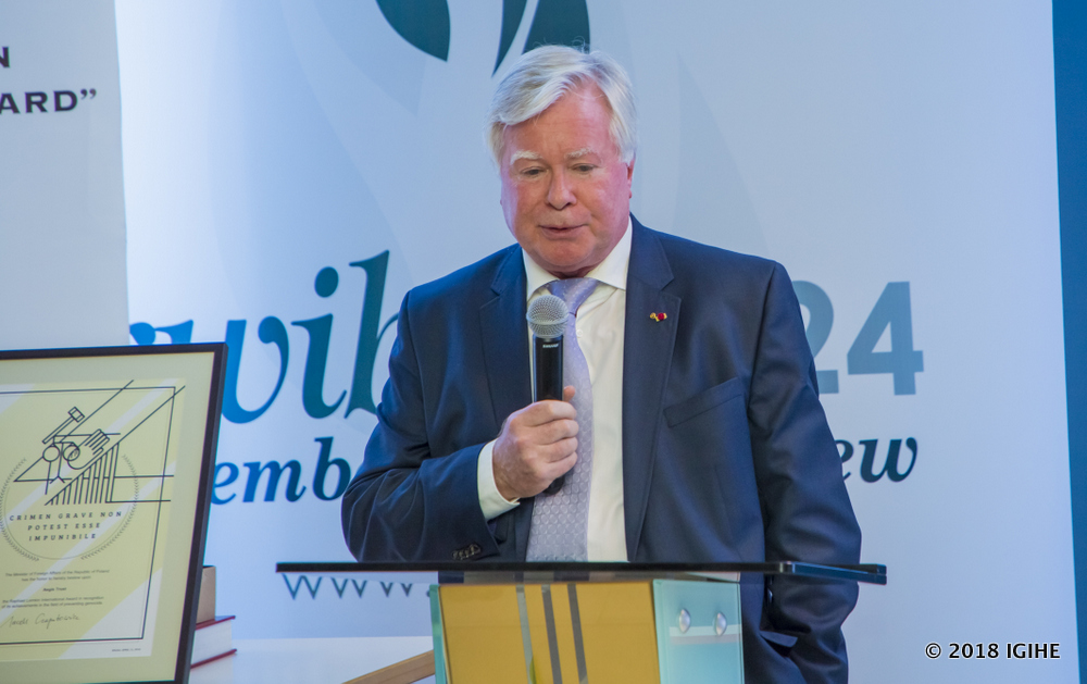 Poland Foreign Affairs Minister, Jacek Czaputowicz speaks at the awarding ceremony