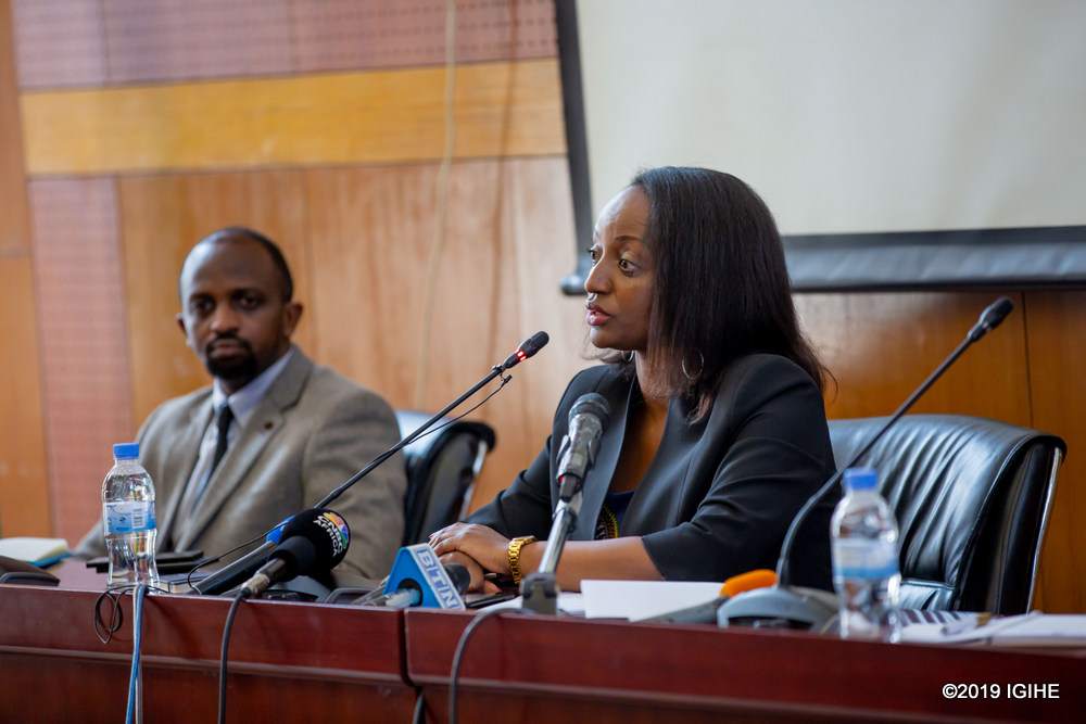 Rwanda’s Minister of Trade and Industry, Soraya Hakuziyaremye during Monday's press conference