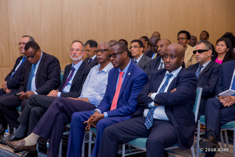 Nduhungirehe (First Light) and the Executive Secretary of National Commission for the Fight Against the Genocide (CNLG), Jean Damascène Bizimana (Second Right) along other participants in the event yesterday.