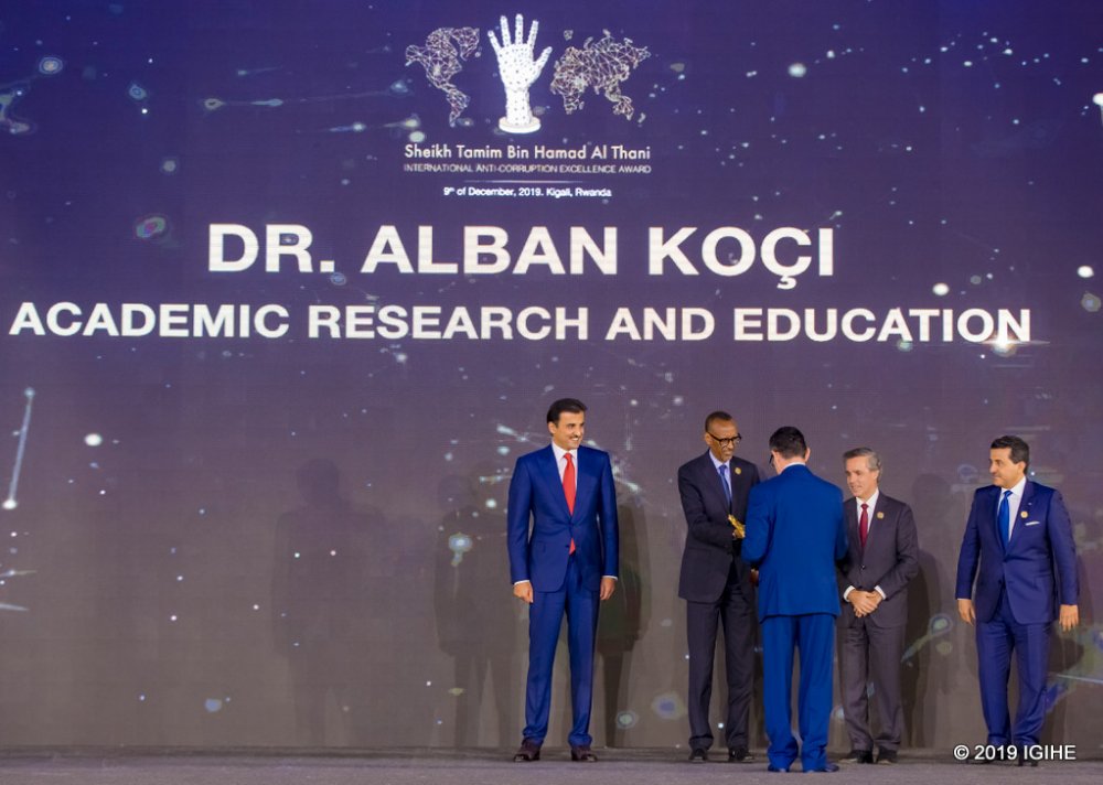 Alban Koçi, a law professor at the University of Tirana, in Albania also received the award in the category of Academic Research and Education