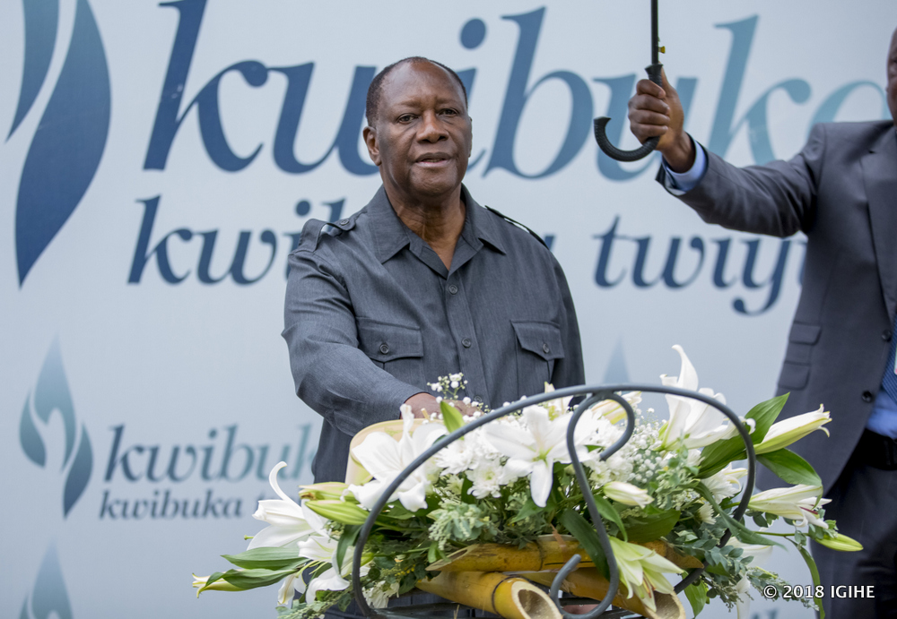 Ouattara lays a wreath at mass graves to honour genocide victims laid to rest in Kigali Genocide Memorial Center in Gisozi