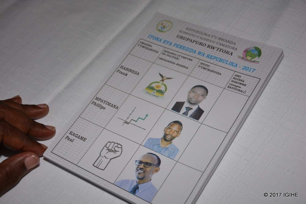 An Exempt Voter card representing the three Presidential candidates