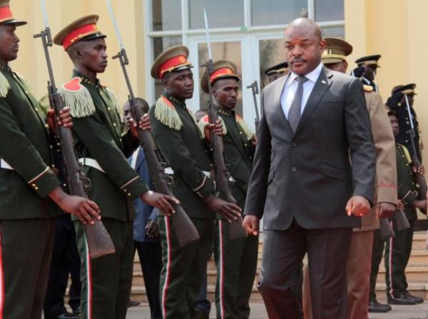 Burundi's President Pierre Nkurunziza walks during a ceremony in tribute to the former late President Colonel Jean-Baptiste Bagaza at the national congress palace in Bujumbura, Burundi May 16, 2016.