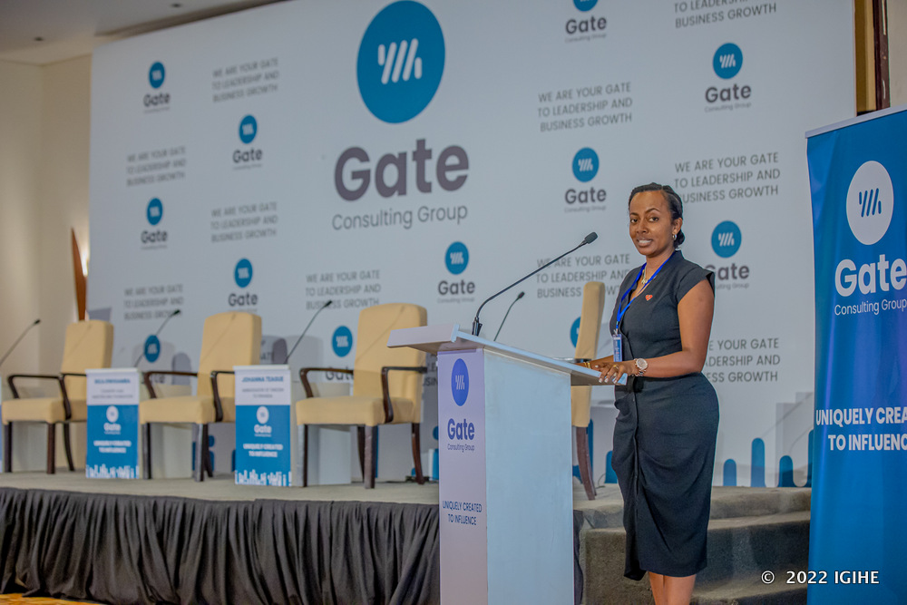 Salma-Habib Nkusi, the Chief Executive Officer of Gate Consultancy speaking to trainees.  
