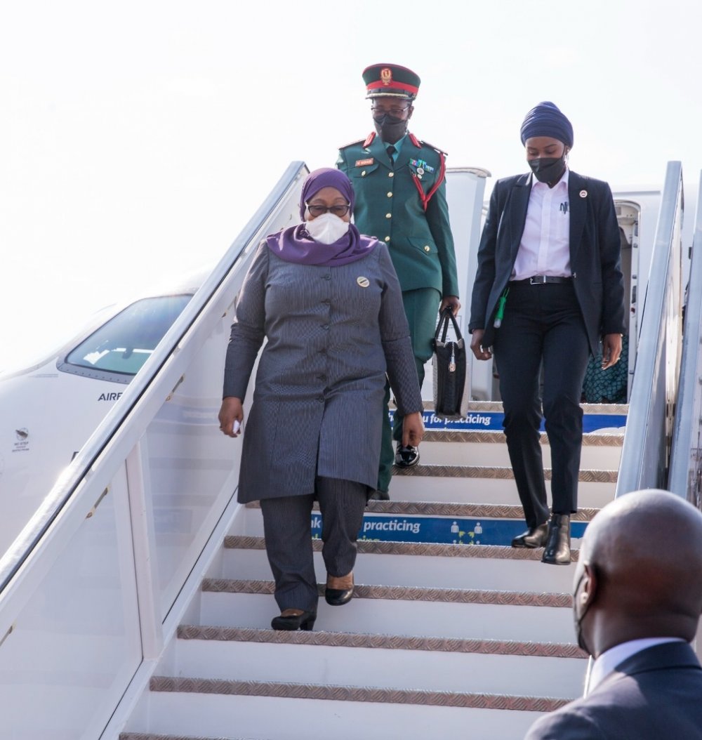The President of Tanzania, Samia Suluhu Hassan arrived in Rwanda around 9a.m.