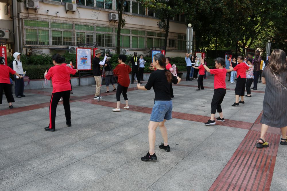 The elderly in the community participate in different recreational activities.