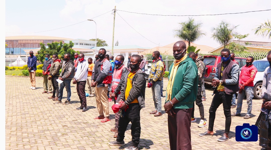 The traffic offenders were paraded to the media on Friday, December 25, at the Metropolitan Police headquarters in Remera.