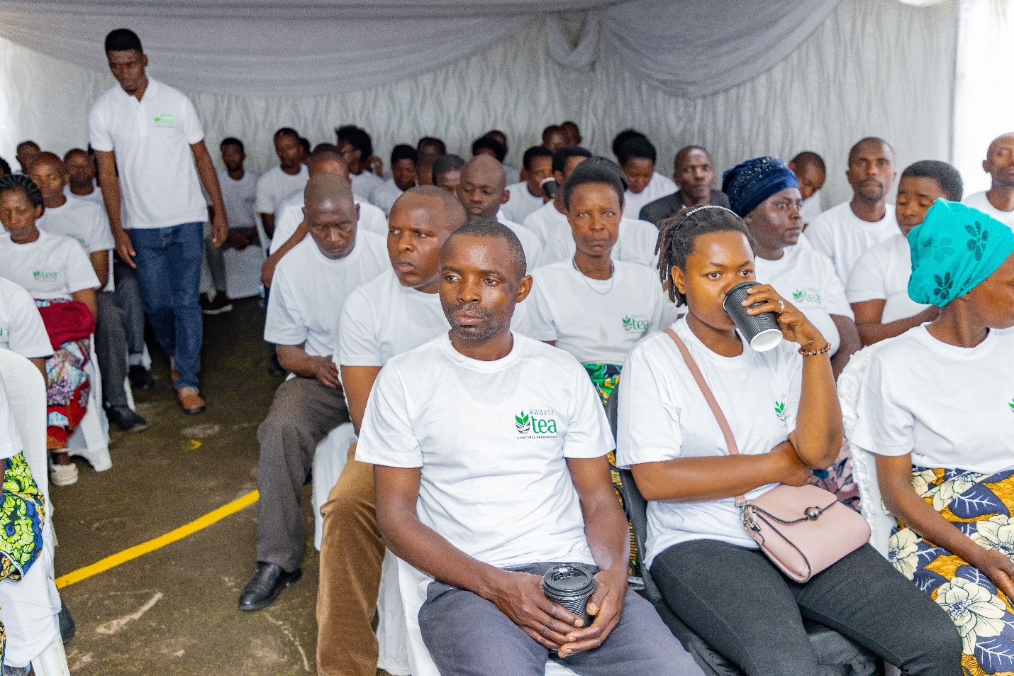 Tea farmers from Gisovu during the International Tea Day event.