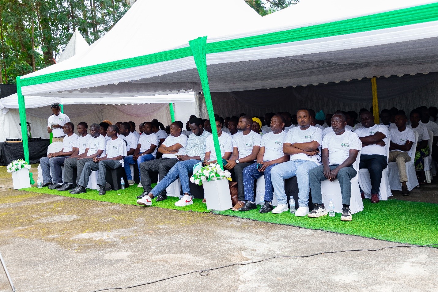 Tea farmers attentively following proceedings during the International Tea Day event.