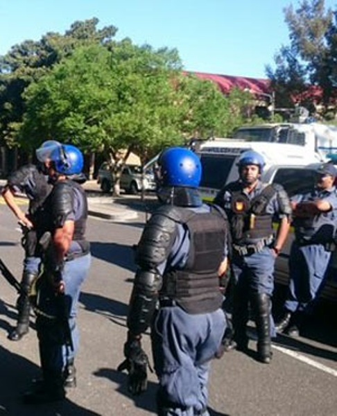 Police outside the UWC admin block