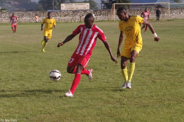 Peter Otema (R) in action against Mukura earlier in the season. He will be hoping to add to his tally this afternoon.