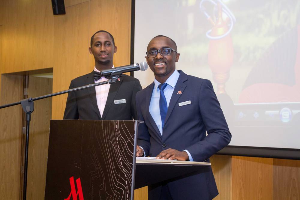 The event' MCs Emmanuel Niyitanga (Left) and Robert Gituma kept the guests entertained