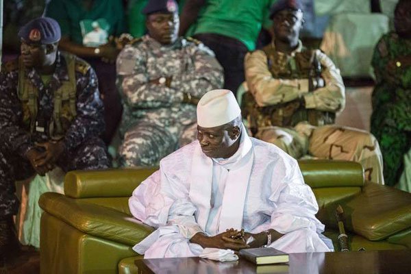 Veteran Gambian leader Yahya Jammeh in Banjul on November 29, 2016.