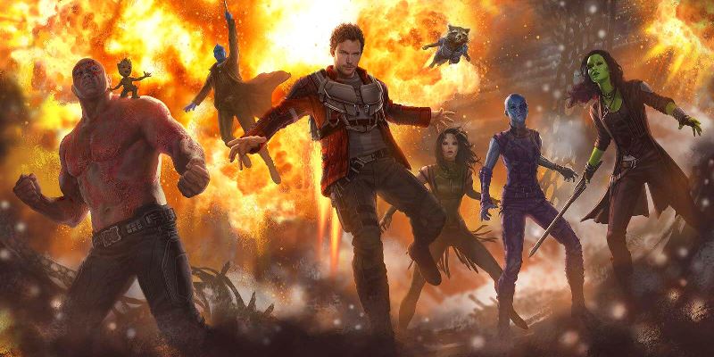 The Guardians of the Galaxy with friends for the last fight