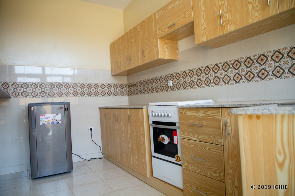 The kitchen is built inside the house