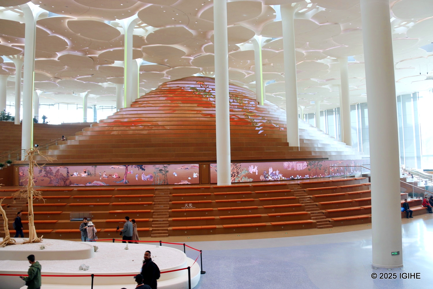 The library is designed to make visitors feel connected to nature, with the architecture and layout reflecting environmental considerations.