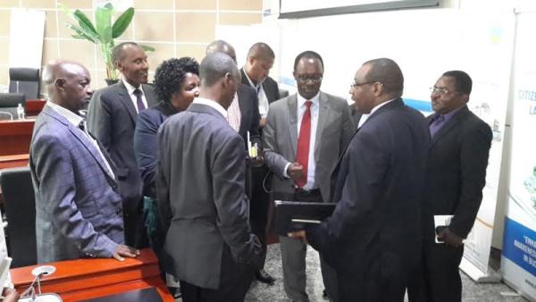 The Minister of Minance and Economic Planning with other officials in Kigali