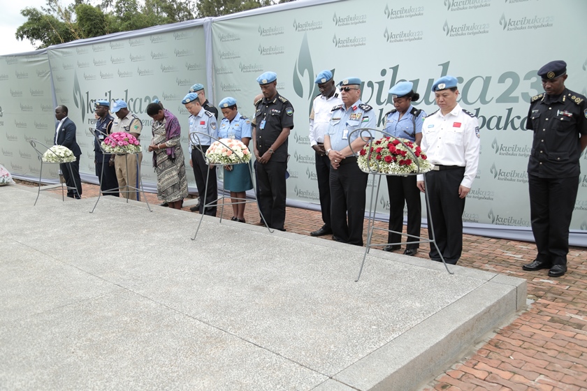Intermission retreat delegation laying wreath at Kigali Genocide memorial to pay tribute to victims of Genocide.