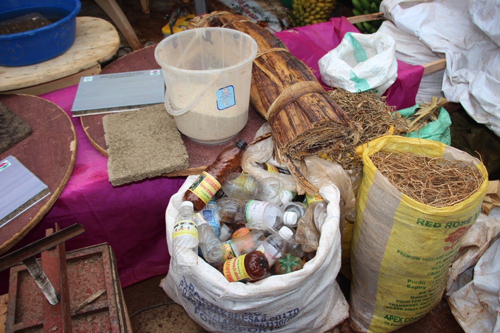 These are the raw materials that Habiyaremye uses to make fibreboards