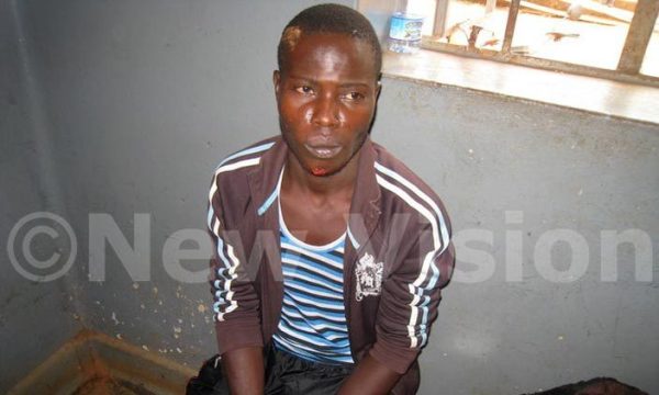 The suspect Ssebidde at Mpigi police station