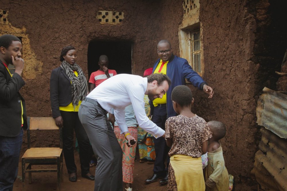 Thibault Relecom with SKOL Village beneficiaries.