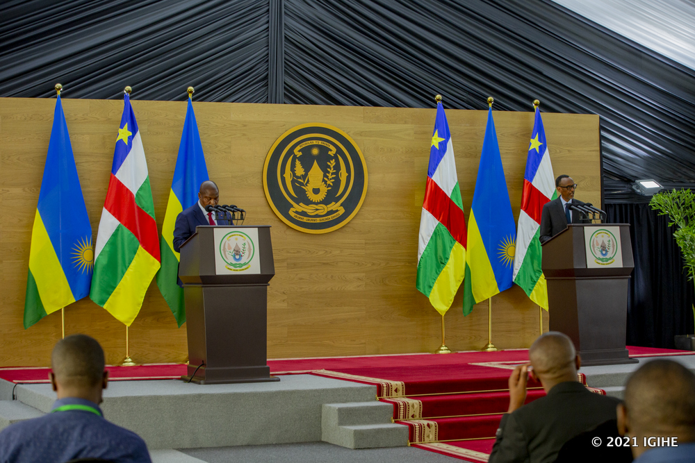 President Paul Kagame in a joint press conference with his counterpart of CAR.