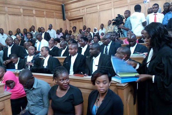 KMPDU officials, members and their lawyers appear before the Court of Appeal in Nairobi on March 7, 2016.