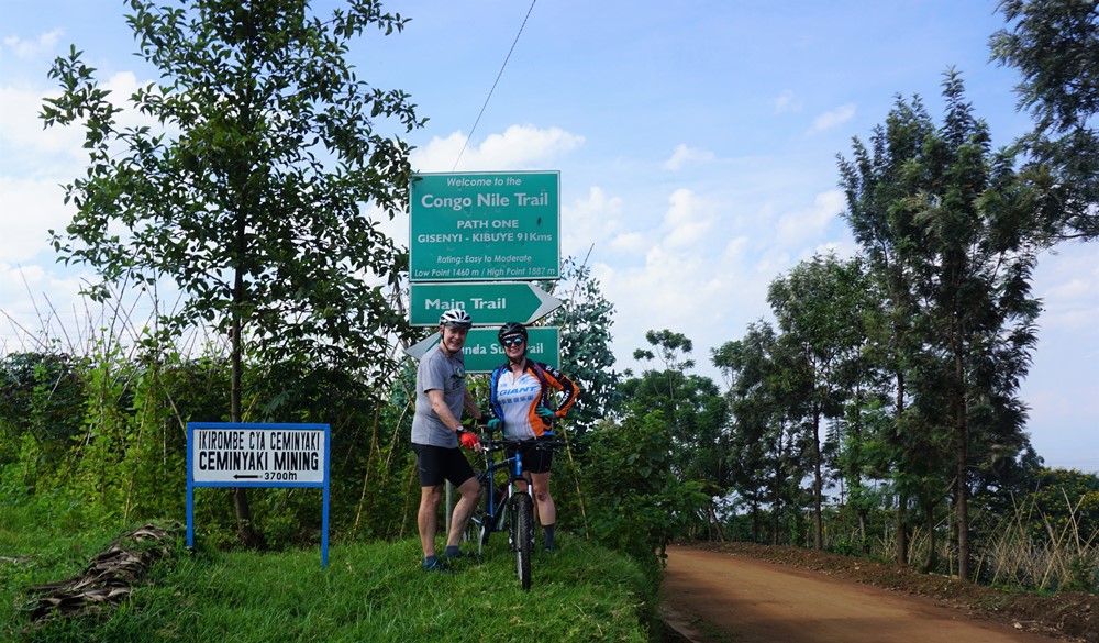 Tourists cycling on the Congo-Nile Trail
