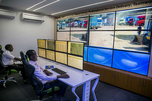 The electronic cargo tracking system control room at the Rwanda Revenue Authority. 
