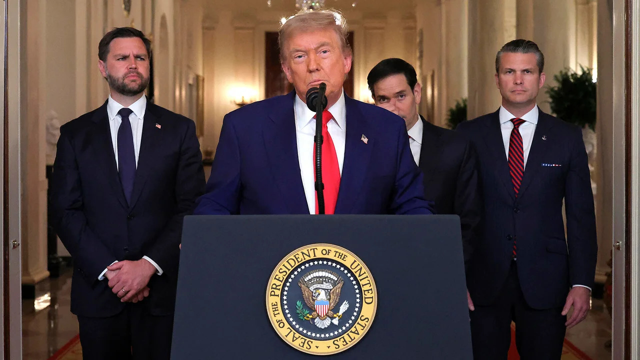 President Donald Trump, addressing the nation from the White House, confirmed the precision strikes on Iran’s key nuclear facilities—Fordo, Natanz, and Esfahan—describing the operation as a “spectacular military success.”