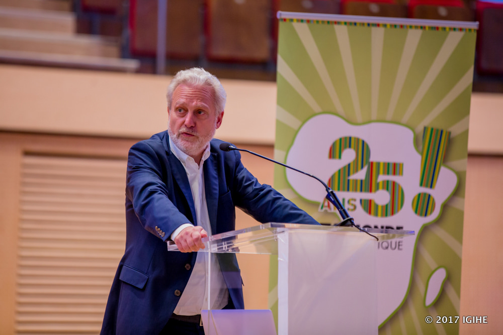 TV5 Monde Managing Director, Yves Bigot speaks at the event