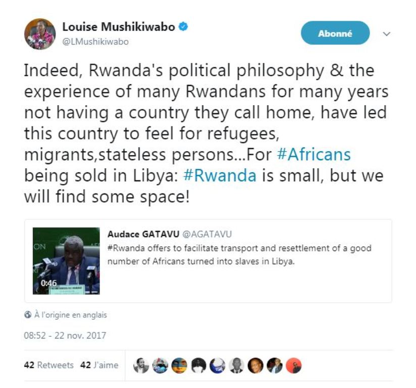 Mushikiwabo's tweet
