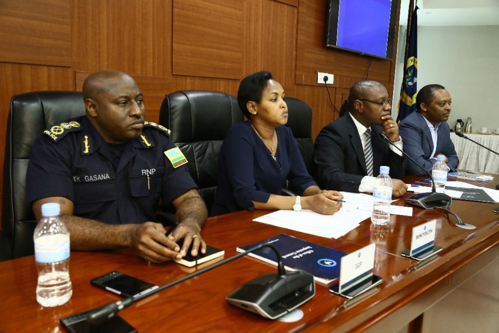 From L-R, IGP CG Emmanuel Gasana, Youth Minister Rosemary Mbabazi, State Minister in charge of public and primary healthcare at the Ministry of Health and RGB CEO, Prof. Anastase Shyaka