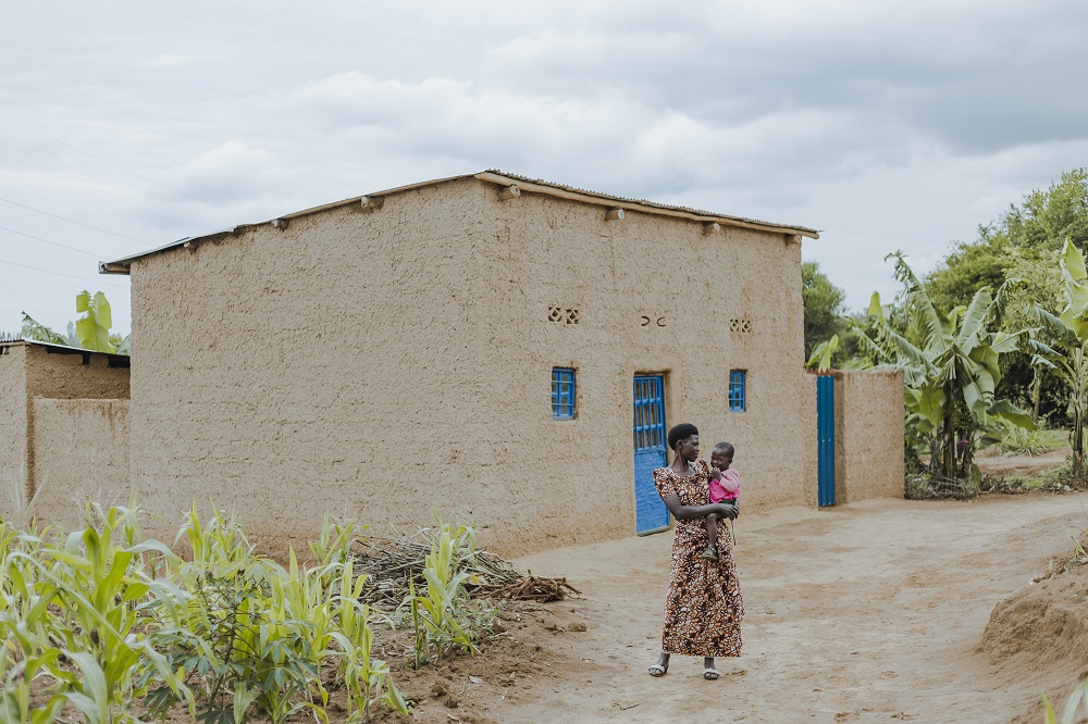 Yamfashije Pelagie has built own house after repatriation.