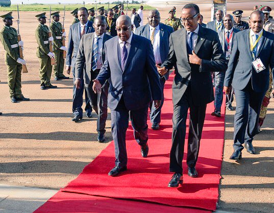 President Paul Kagame arriving in Uganda