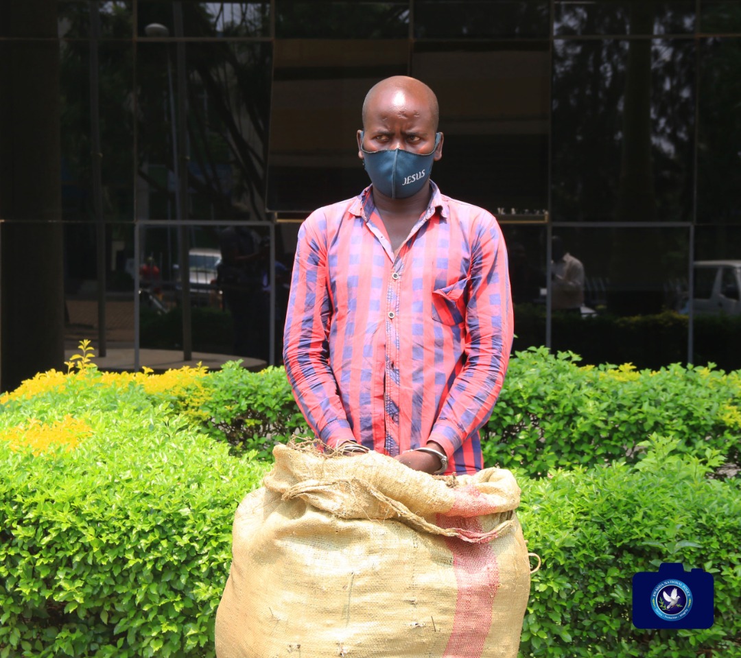 Mpirirwe was intercepted in Kivuye Sector in Burera District as he crossed into Rwanda with a sack of cannabis weighing 20kgs.