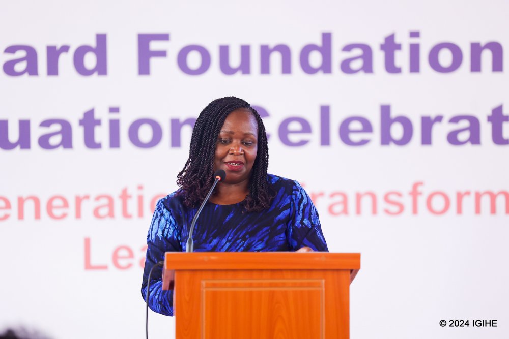 The FAWE representative in Africa delivered a speech to the attendees of the event.