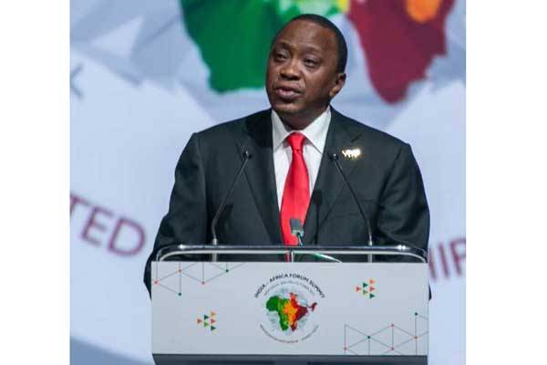 President Uhuru Kenyatta addresses the plenary during the 3rd India-Africa Forum Summit 2015
